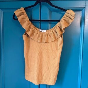 Madewell Ruffled Mustard Yellow Tank Top Strappy Tank Sz Small